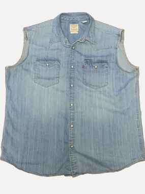 Levi Strauss Denim Sleeveless Shirt Standard Fit Men’s Size XL